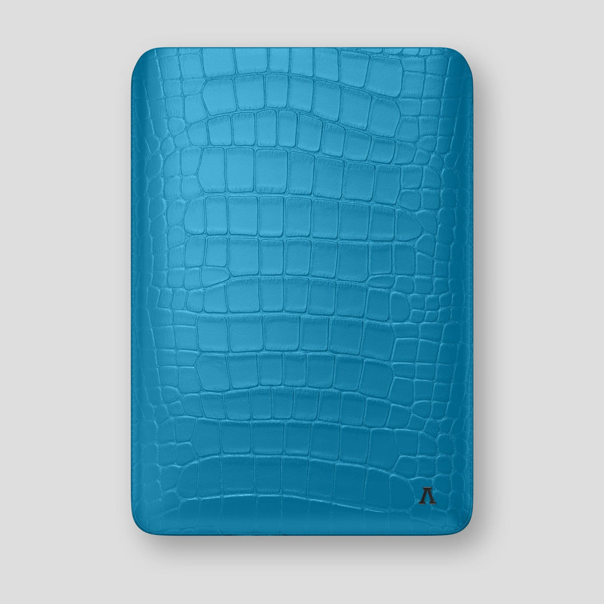 Curaçao-Blue Sleeve For MacBook Air 15-inch (2023 / 2024) Alligator with Black Metal -1 | Curaçao-Blue-Black