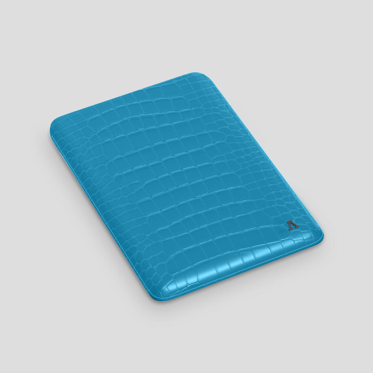 Curaçao-Blue Sleeve For MacBook Air 15-inch (2023 / 2024) Alligator with Black Metal -3 | Curaçao-Blue-Black