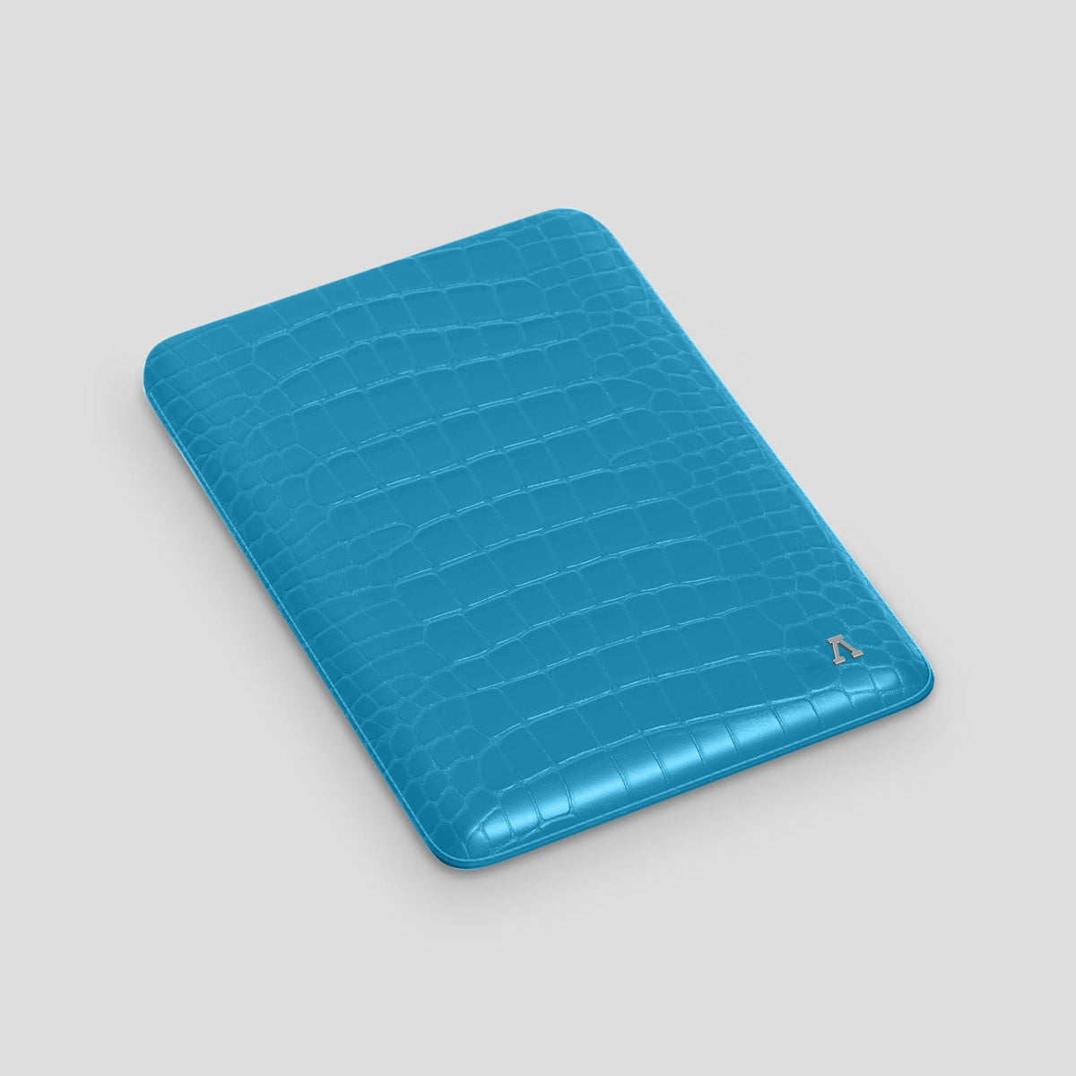 Curaçao-Blue Sleeve For MacBook Air 15-inch (2023 / 2024) Alligator with Steel Metal -3 | Curaçao-Blue-Steel