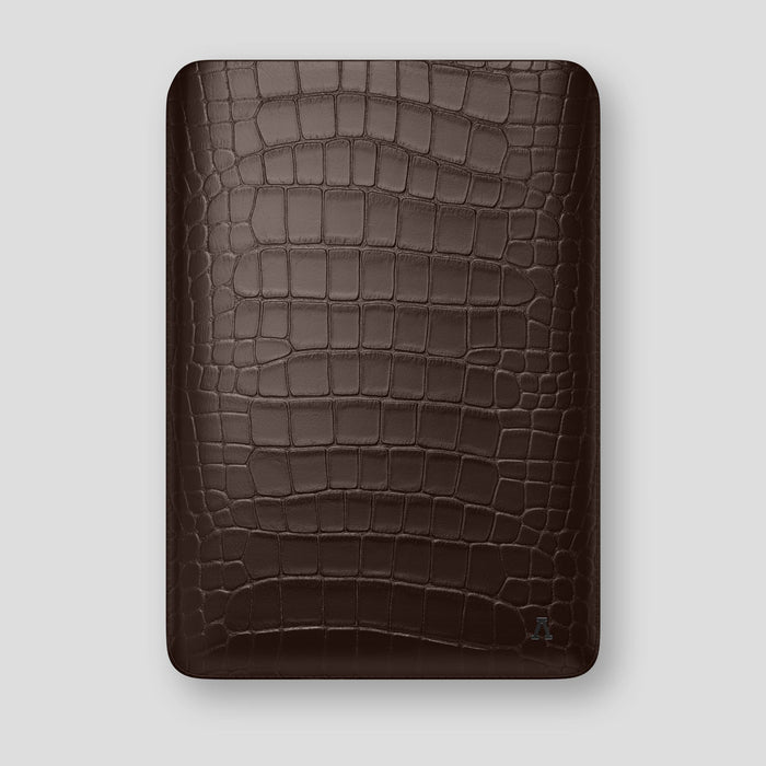Dark-Brown Sleeve For MacBook Air 15-inch (2023 / 2024) Alligator with Black Metal -1 | Dark-Brown-Black