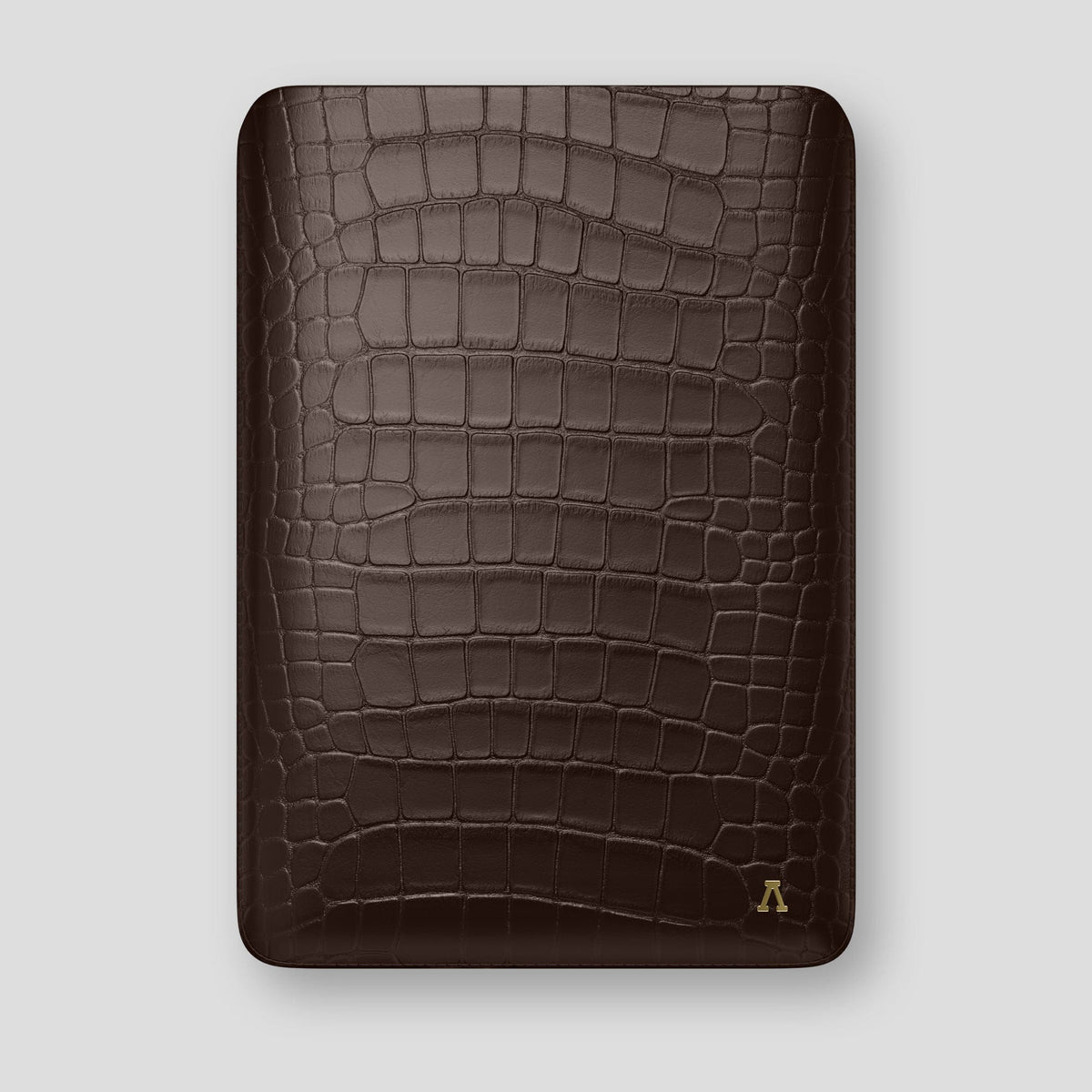 Dark-Brown Sleeve For MacBook Air 15-inch (2023 / 2024) Alligator with Gold Metal -1 | Dark-Brown-Gold