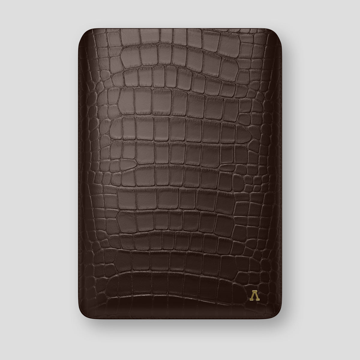 Dark-Brown Sleeve MacBook Pro 16-inch In Alligator with Gold Metal -1 | Dark-Brown-Gold