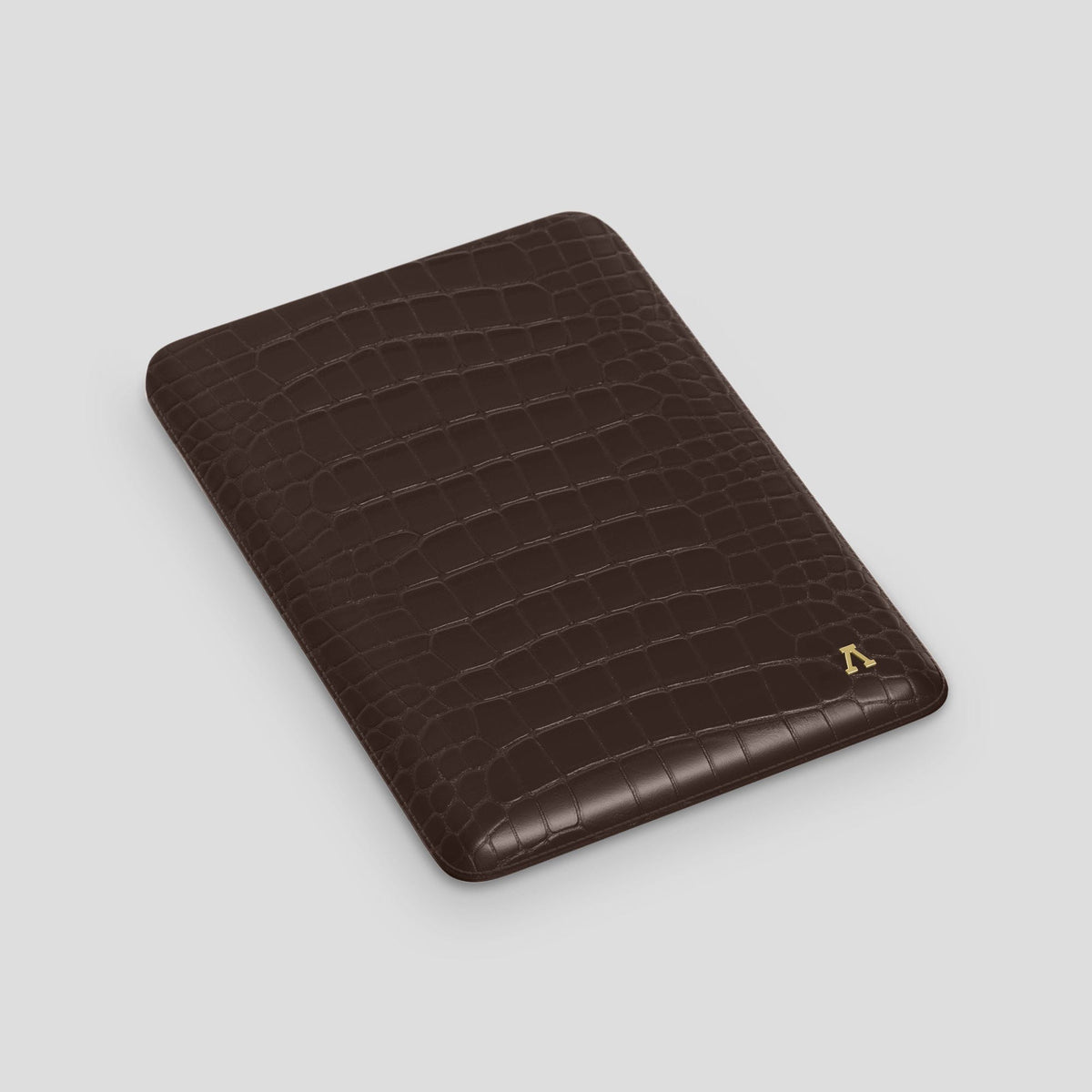 Dark-Brown Sleeve For MacBook Air 15-inch (2023 / 2024) Alligator with Gold Metal -3 | Dark-Brown-Gold