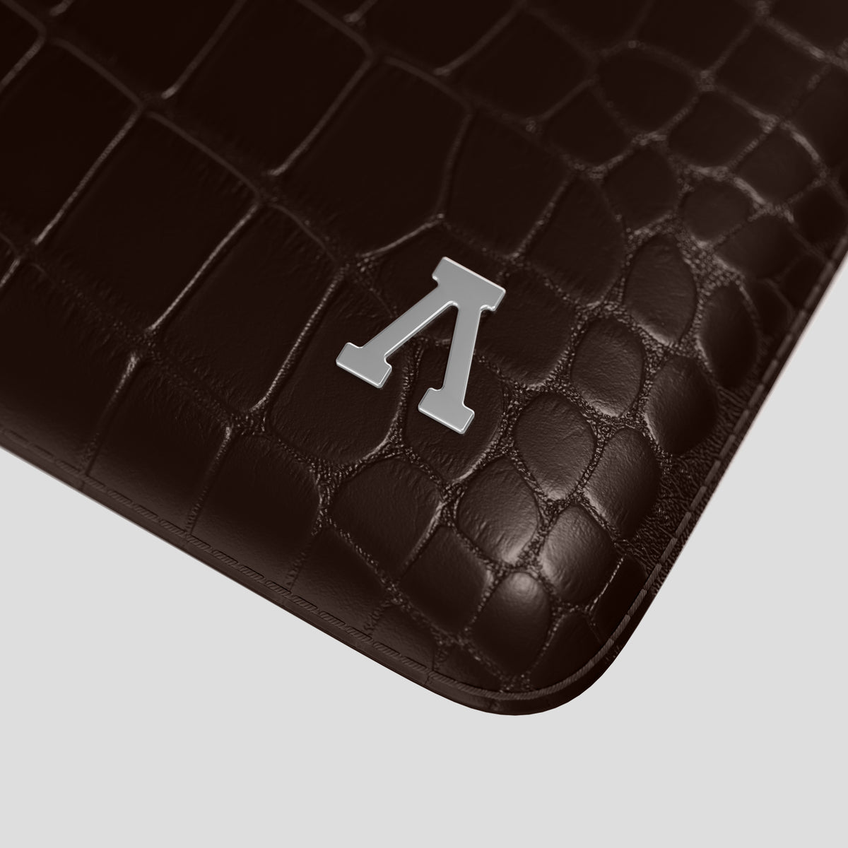Dark-Brown Sleeve MacBook Pro 16-inch In Alligator with Steel Metal -5 | Dark-Brown-Steel