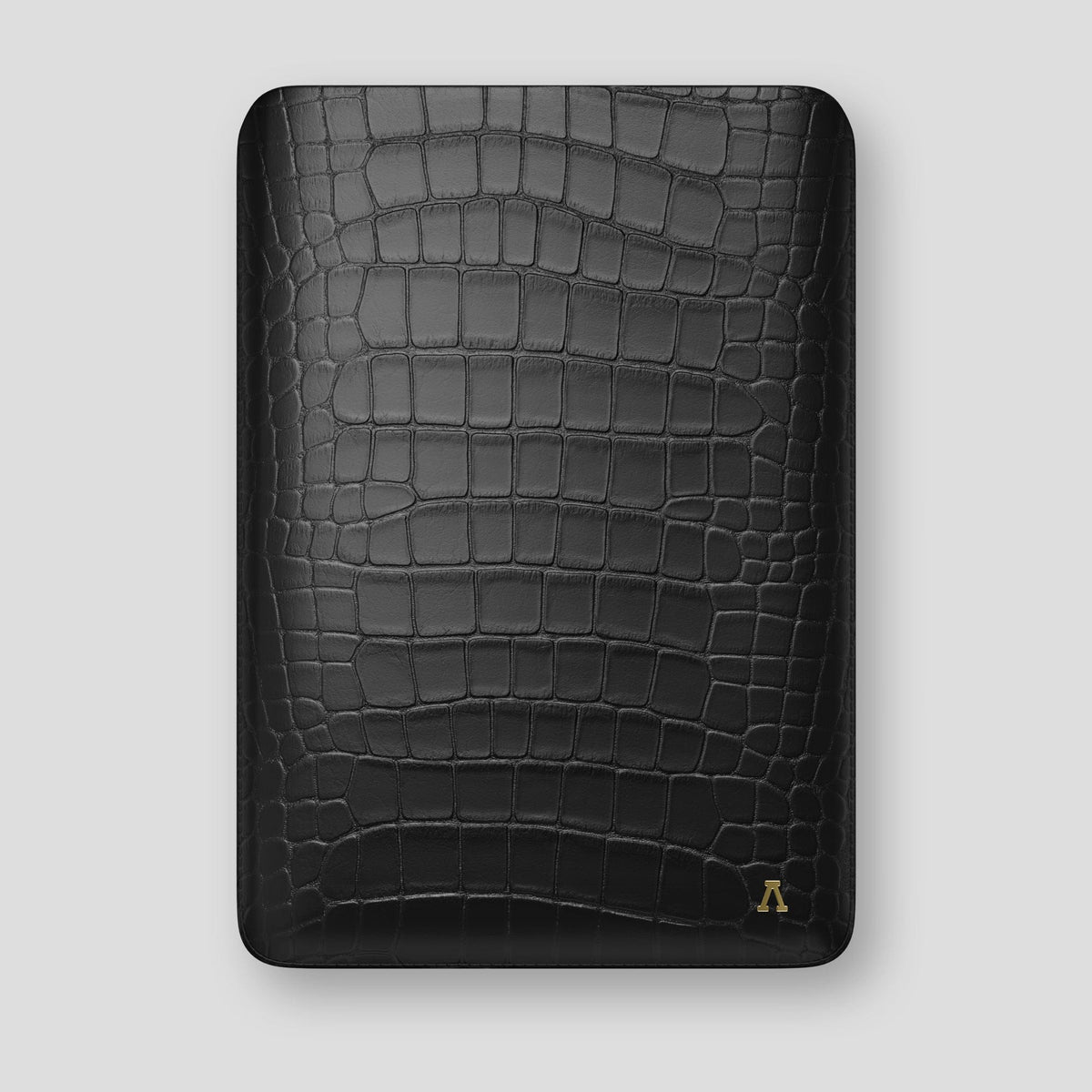 Black Sleeve For MacBook Air 15-inch (2023 / 2024) Alligator with Gold Metal -1 | Black-Gold
