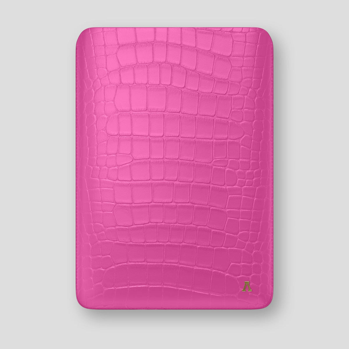 Fuchsia Sleeve For MacBook Air 15-inch (2023 / 2024) Alligator with Gold Metal -1 | Fuchsia-Gold