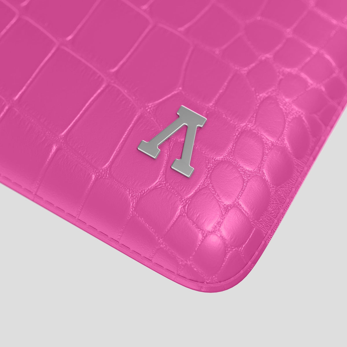 Fuchsia Sleeve For MacBook Air 15-inch (2023 / 2024) Alligator with Steel Metal -5 | Fuchsia-Steel