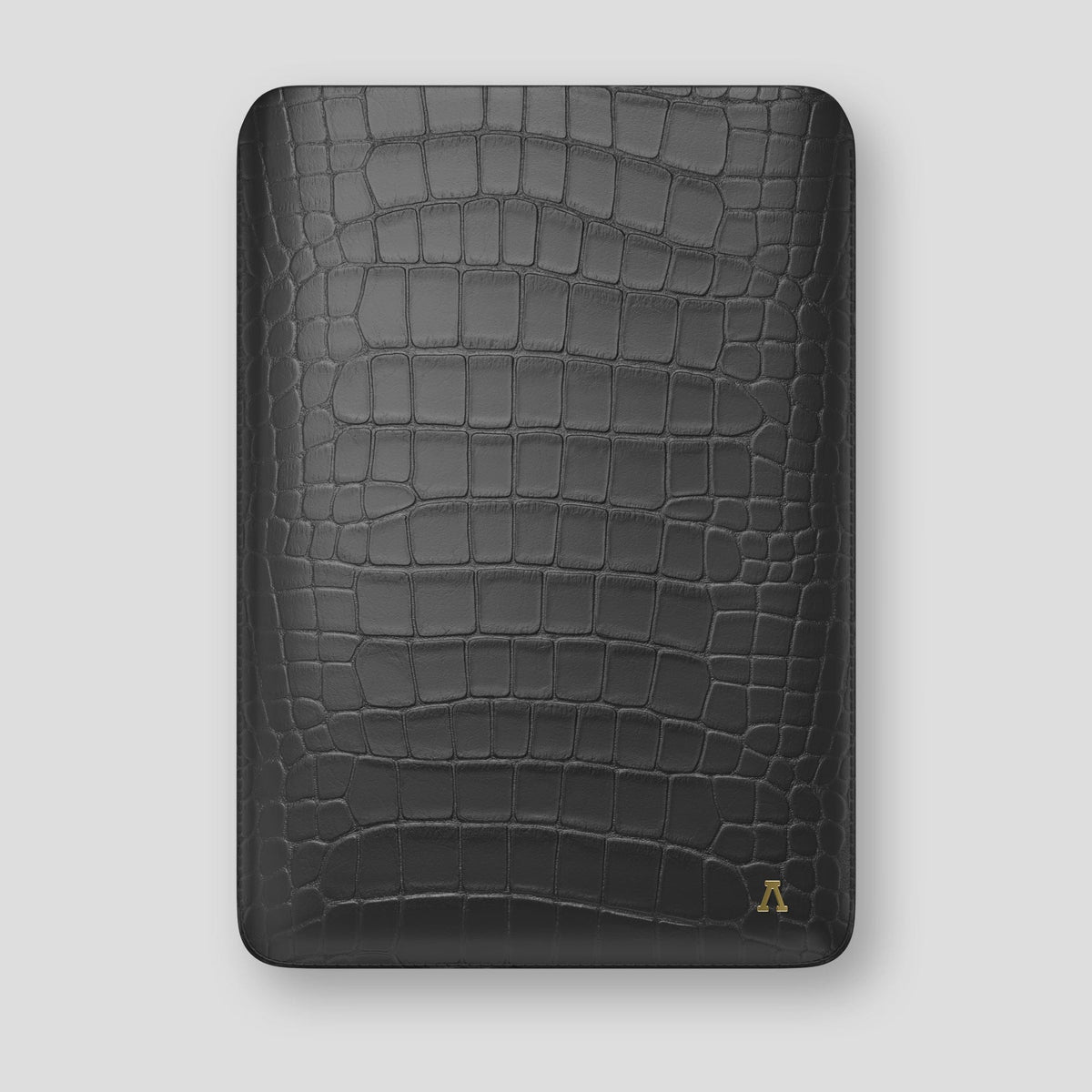 Grey Sleeve For MacBook Air 15-inch (2023 / 2024) Alligator with Gold Metal -1 | Grey-Gold