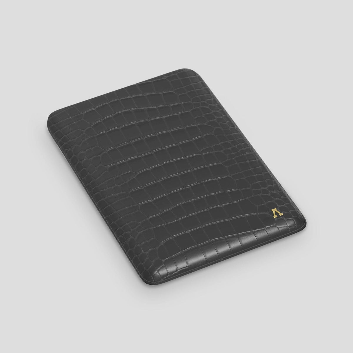 Grey Sleeve For MacBook Air 15-inch (2023 / 2024) Alligator with Gold Metal -3 | Grey-Gold
