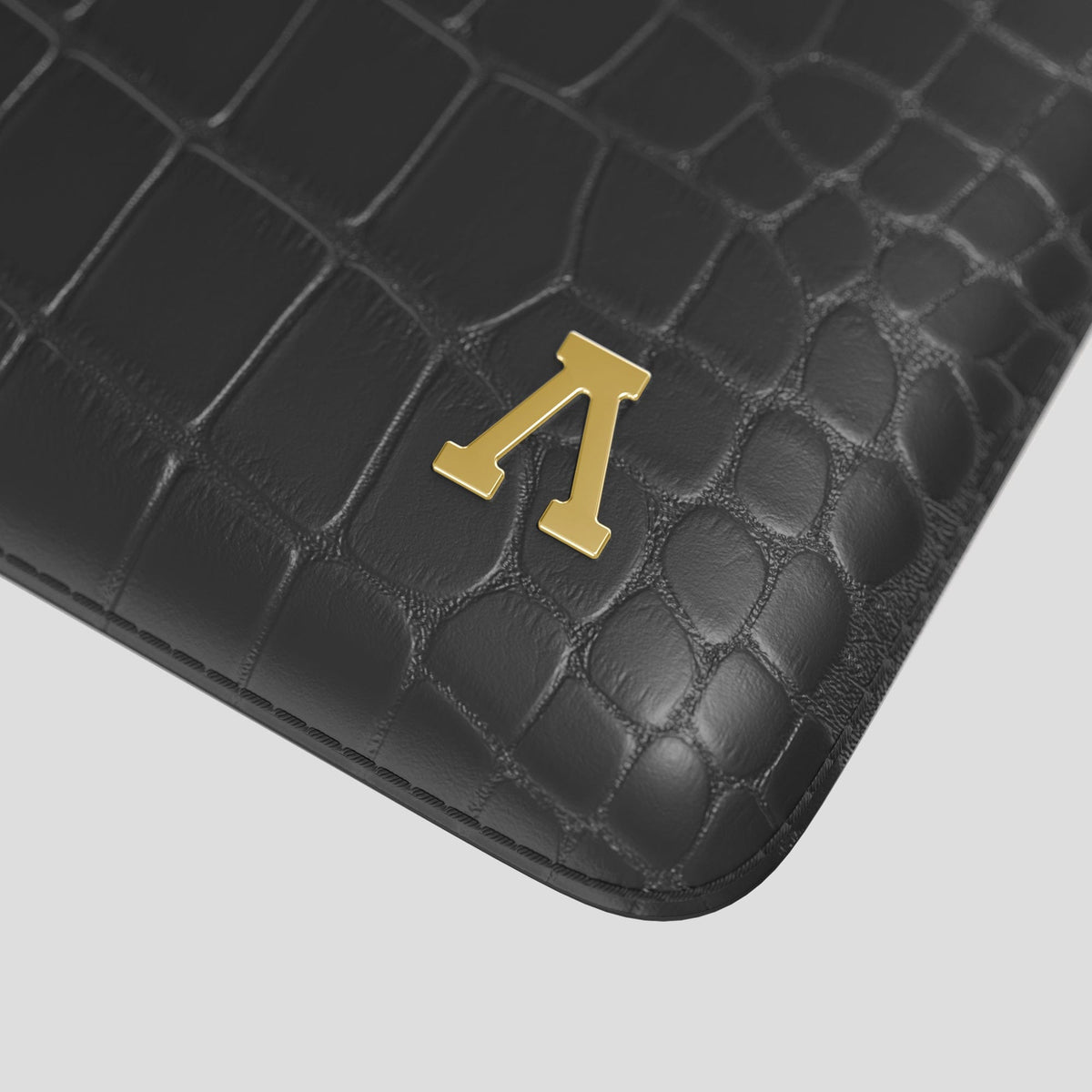 Grey Sleeve For MacBook Air 15-inch (2023 / 2024) Alligator with Gold Metal -5 | Grey-Gold