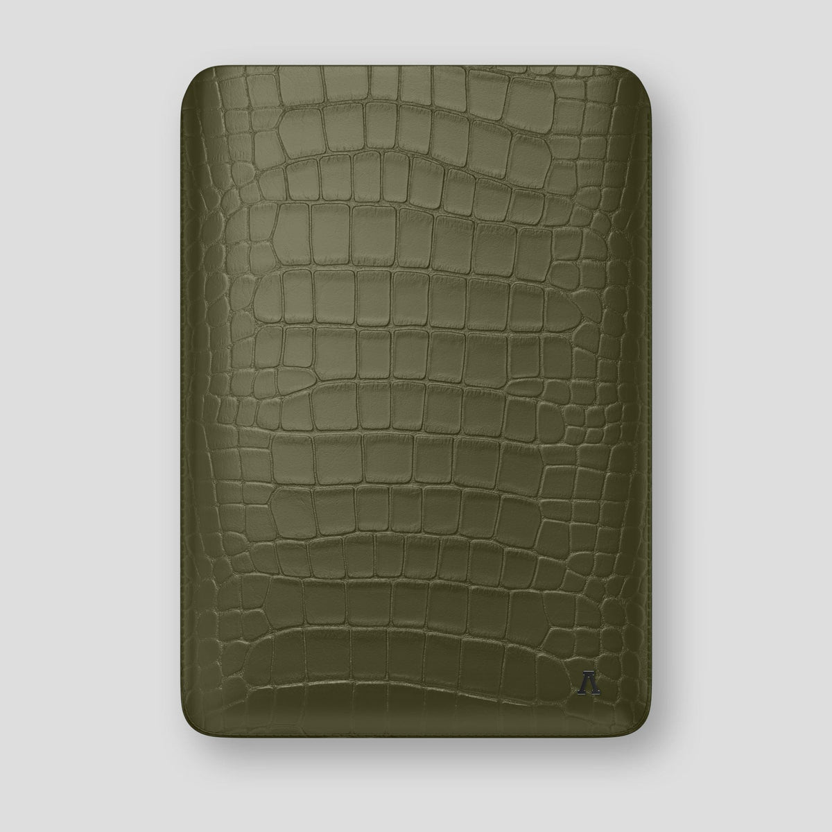 Kaki-Green Sleeve For MacBook Air 15-inch (2023 / 2024) Alligator with Black Metal -1 | Kaki-Green-Black