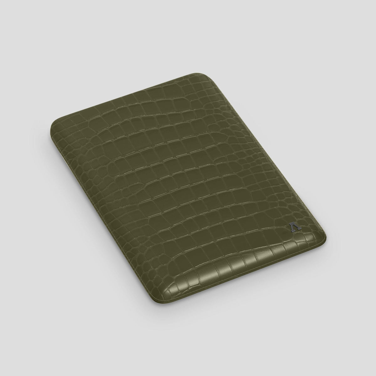 Kaki-Green Sleeve For MacBook Air 15-inch (2023 / 2024) Alligator with Black Metal -3 | Kaki-Green-Black