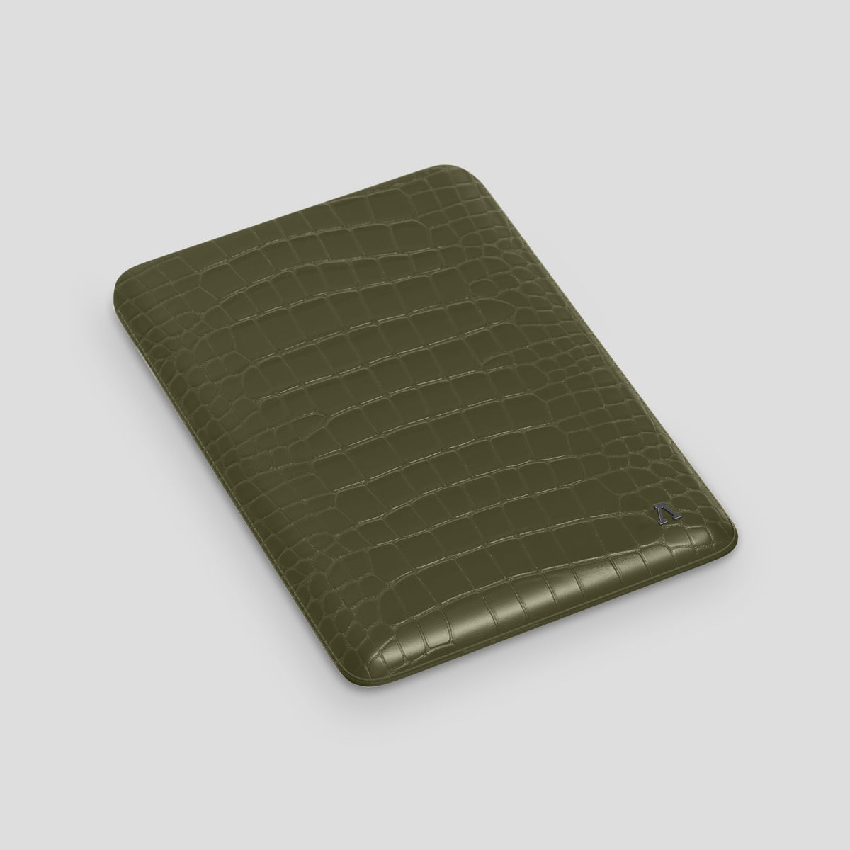 Kaki-Green Sleeve MacBook Pro 16-inch In Alligator with Black Metal -3 | Kaki-Green-Black