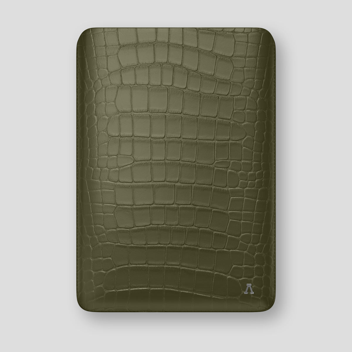 Kaki-Green Sleeve MacBook Pro 16-inch In Alligator with Steel Metal -1 | Kaki-Green-Steel
