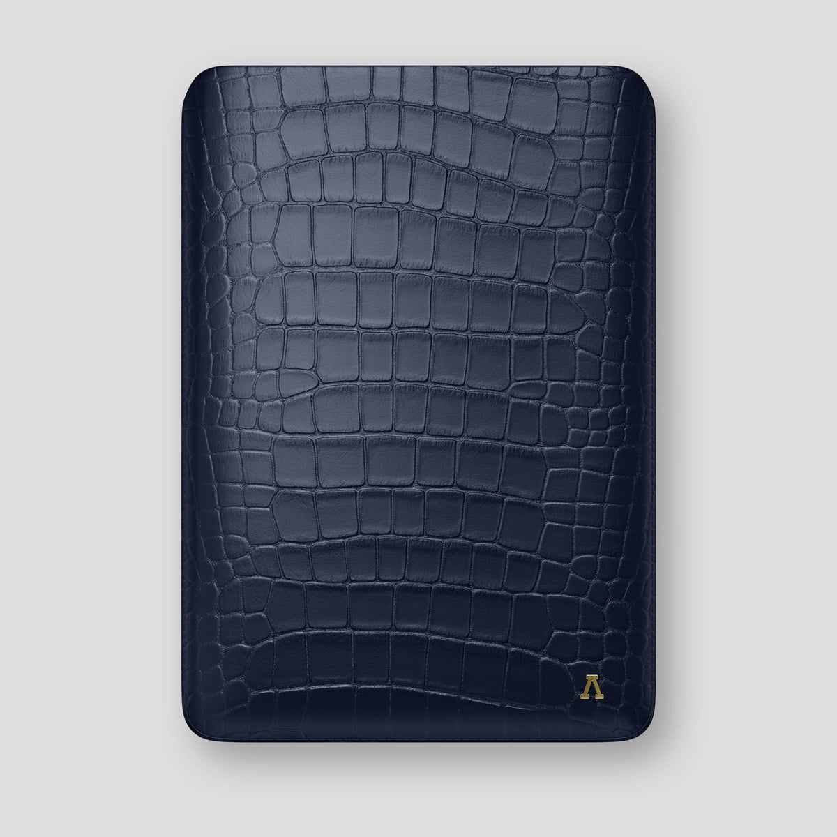 Navy Blue Sleeve For MacBook Air 15-inch (2023 / 2024) Alligator with Gold Metal -1 | Navy-Blue-Gold
