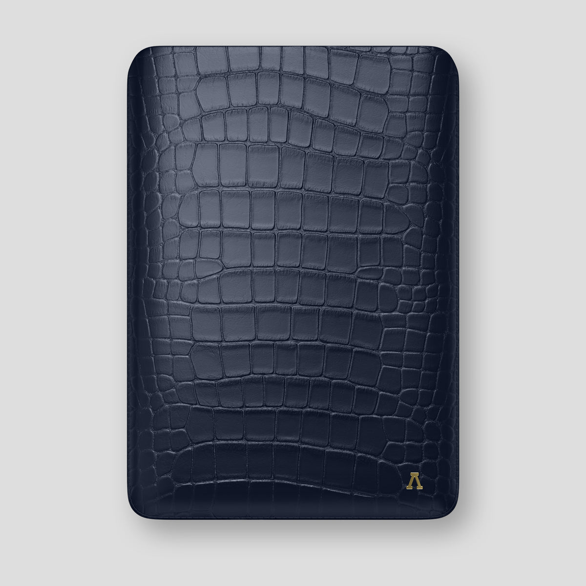 Navy Blue Sleeve MacBook Pro 16-inch In Alligator with Gold Metal -1 | Navy-Blue-Gold