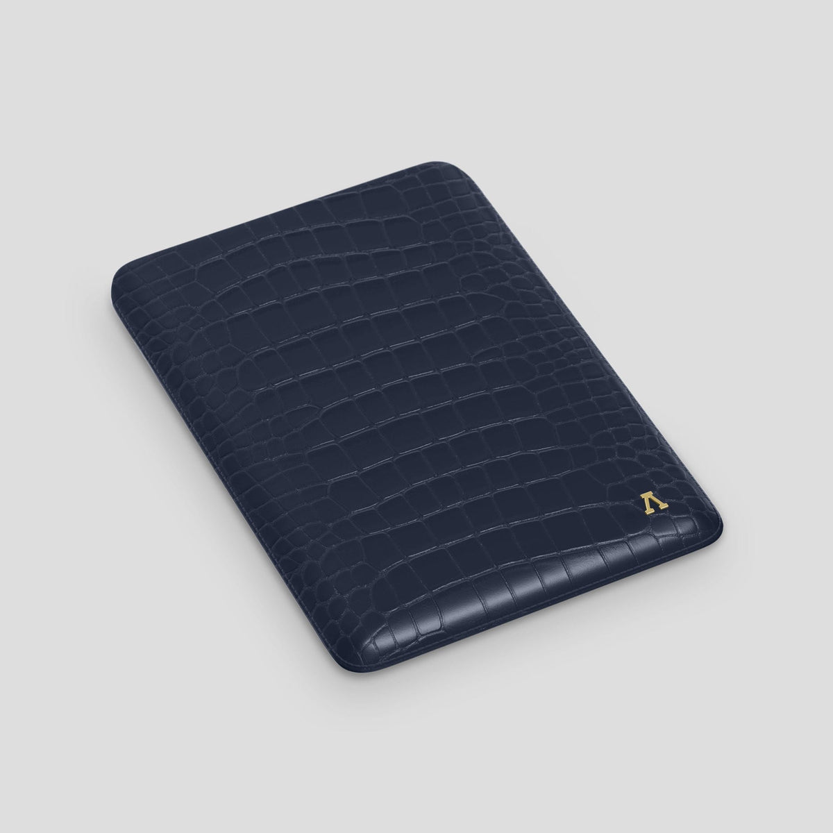 Navy Blue Sleeve For MacBook Air 15-inch (2023 / 2024) Alligator with Gold Metal -3 | Navy-Blue-Gold