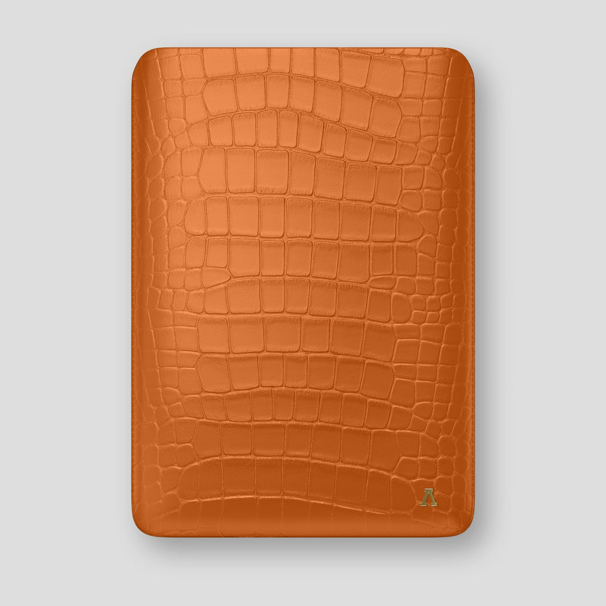 Orange Sleeve For MacBook Air 15-inch (2023 / 2024) Alligator with Gold Metal -1 | Orange-Gold