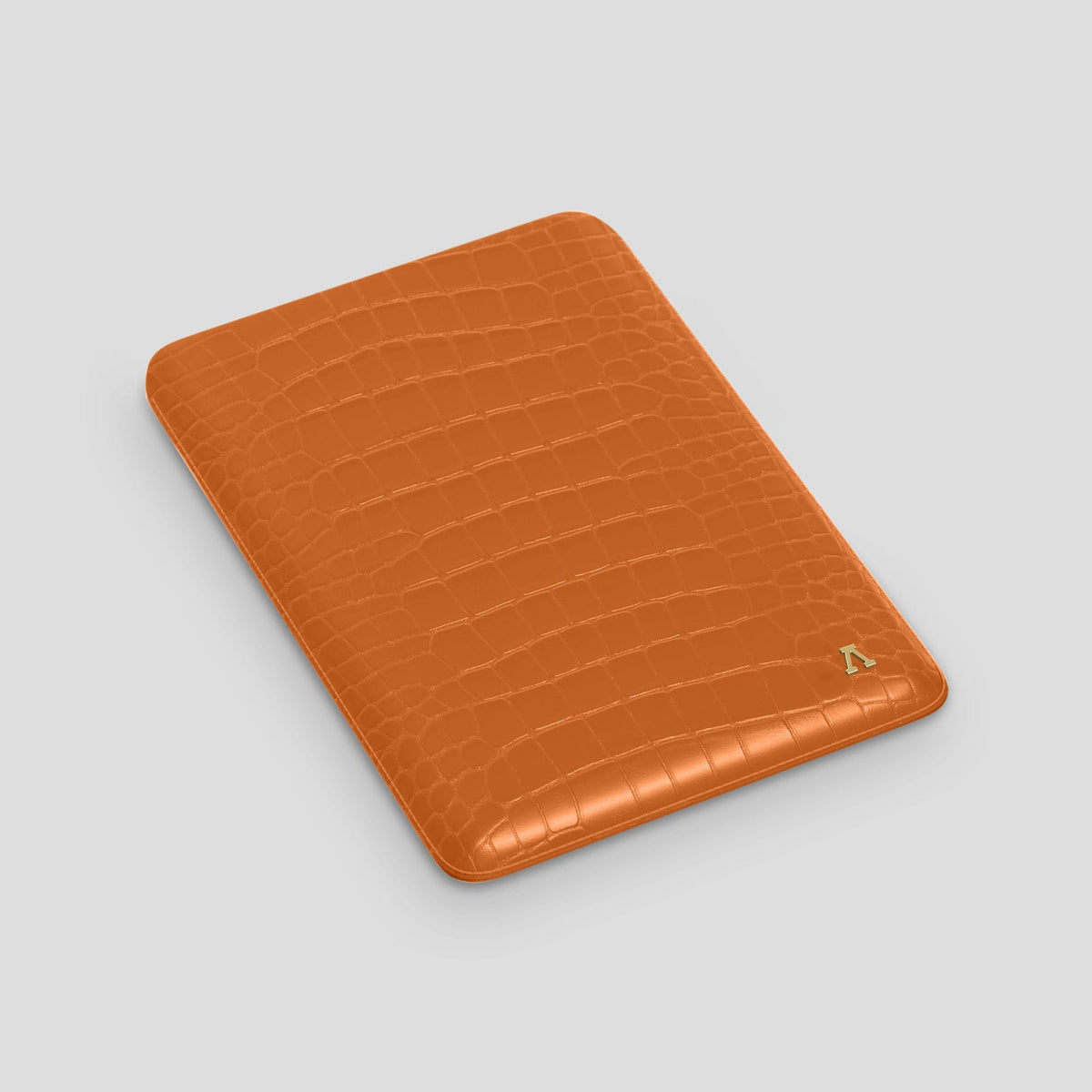 Orange Sleeve For MacBook Air 15-inch (2023 / 2024) Alligator with Gold Metal -3 | Orange-Gold