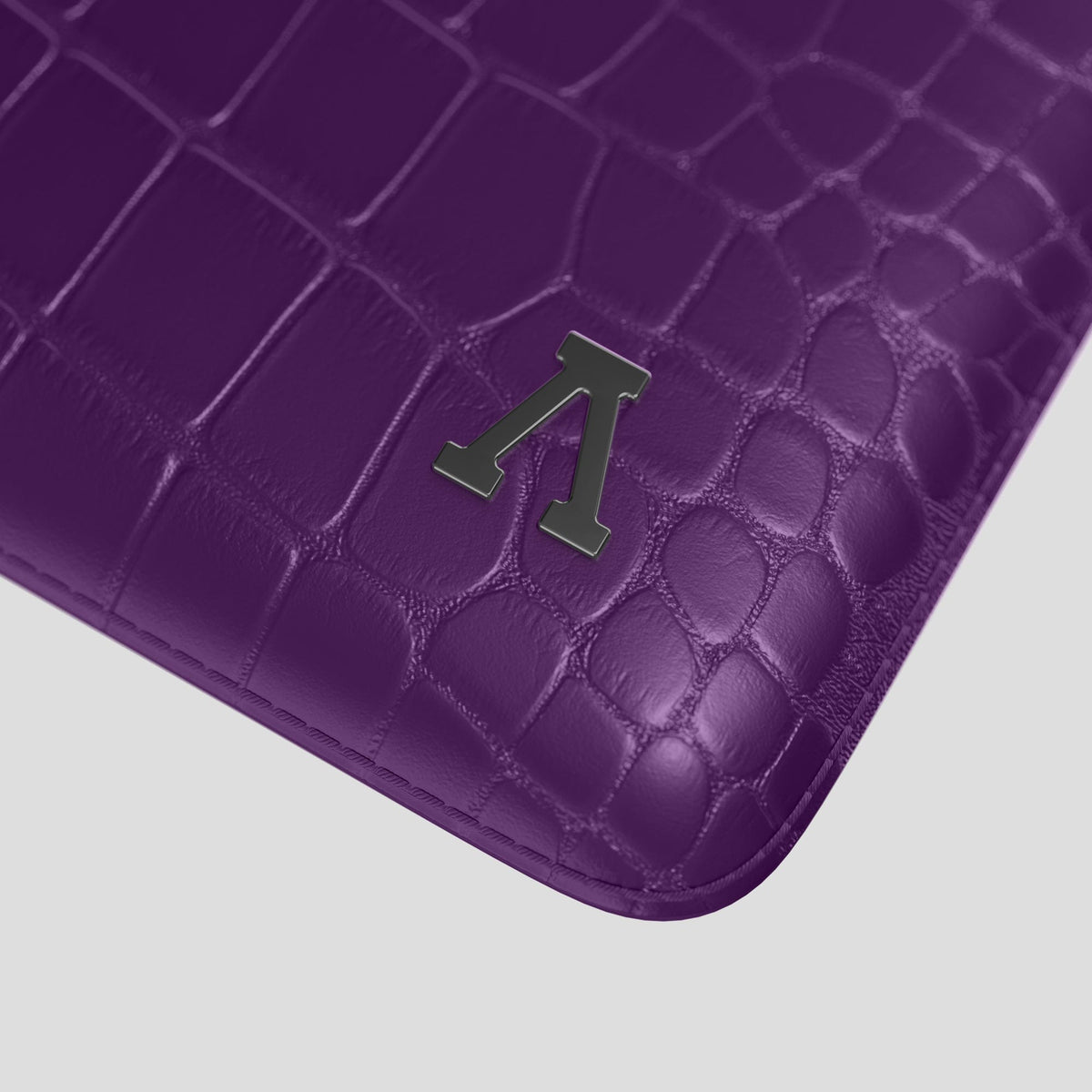 Purple Sleeve For MacBook Air 15-inch (2023 / 2024) Alligator with Black Metal -5 | Purple-Black