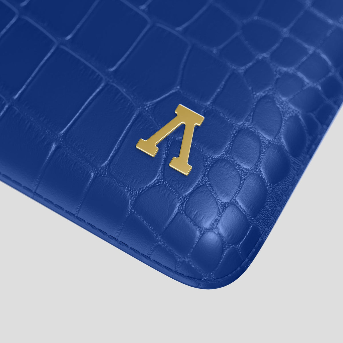 Royal Blue Sleeve For MacBook Air 15-inch (2023 / 2024) Alligator with Gold Metal -5 | Royal-Blue-Gold