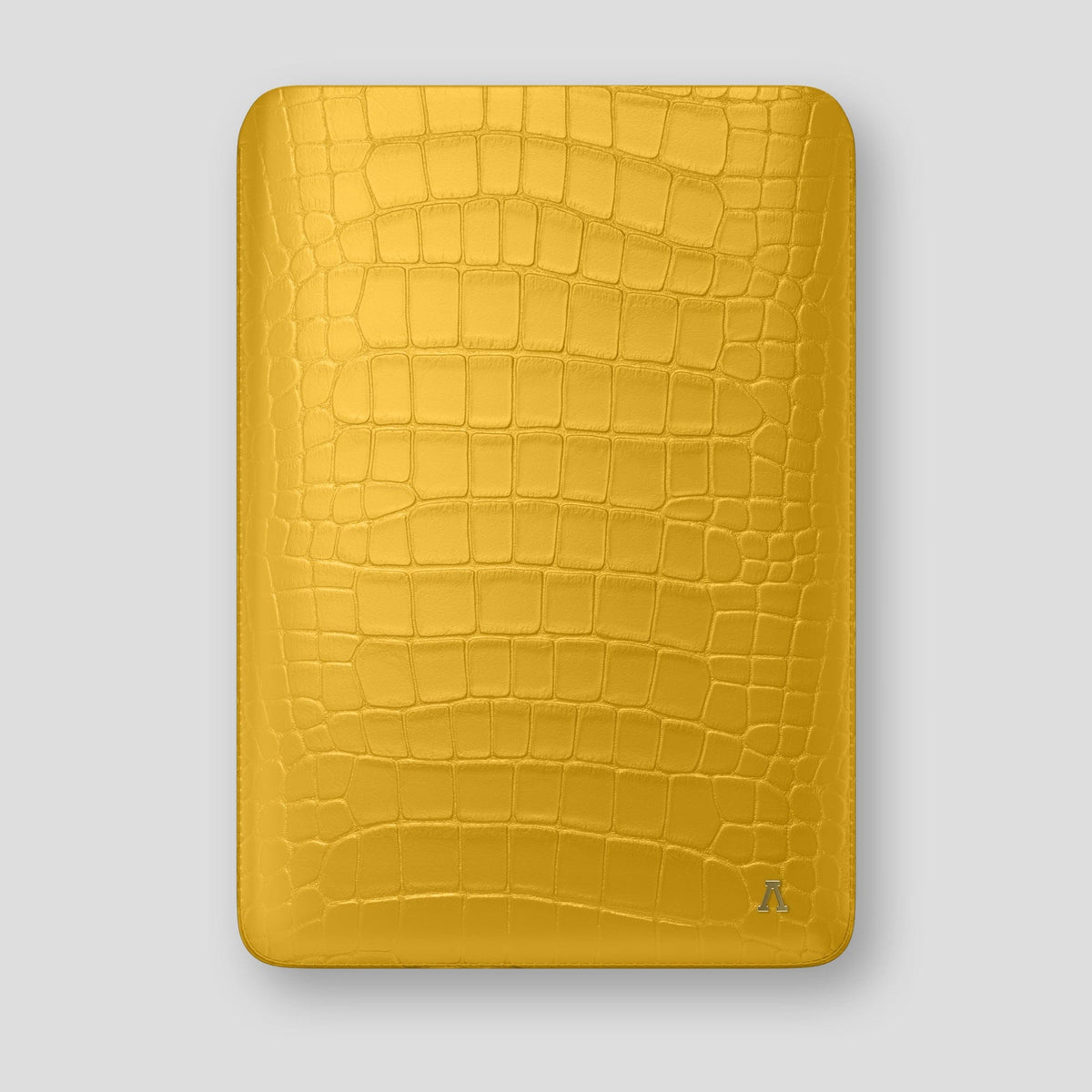 Yellow Sleeve For MacBook Air 15-inch (2023 / 2024) Alligator with Gold Metal -1 | Yellow-Gold