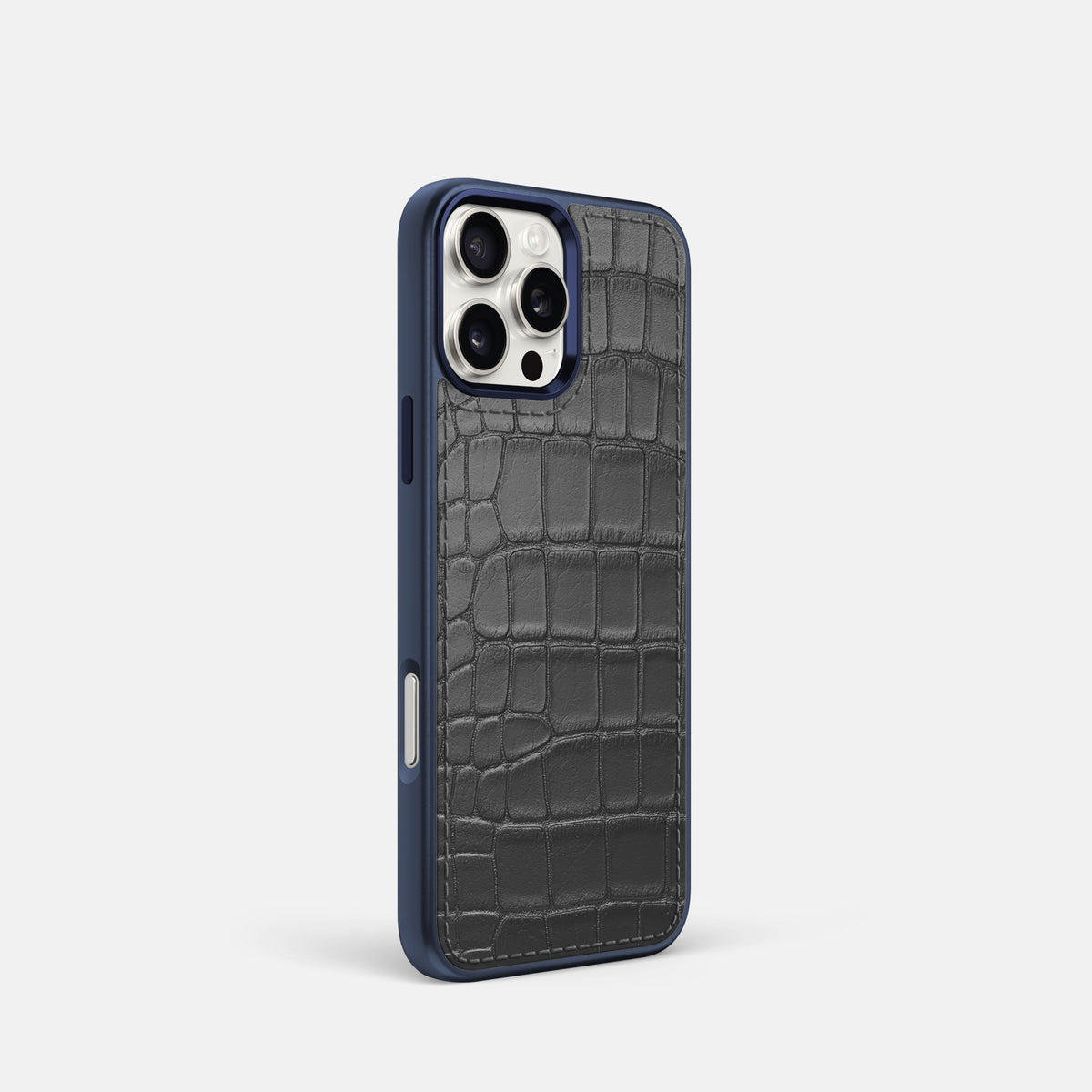 Grey iPhone 16 Pro Toned Sport Case In Alligator with Blue -2 | Grey-Blue