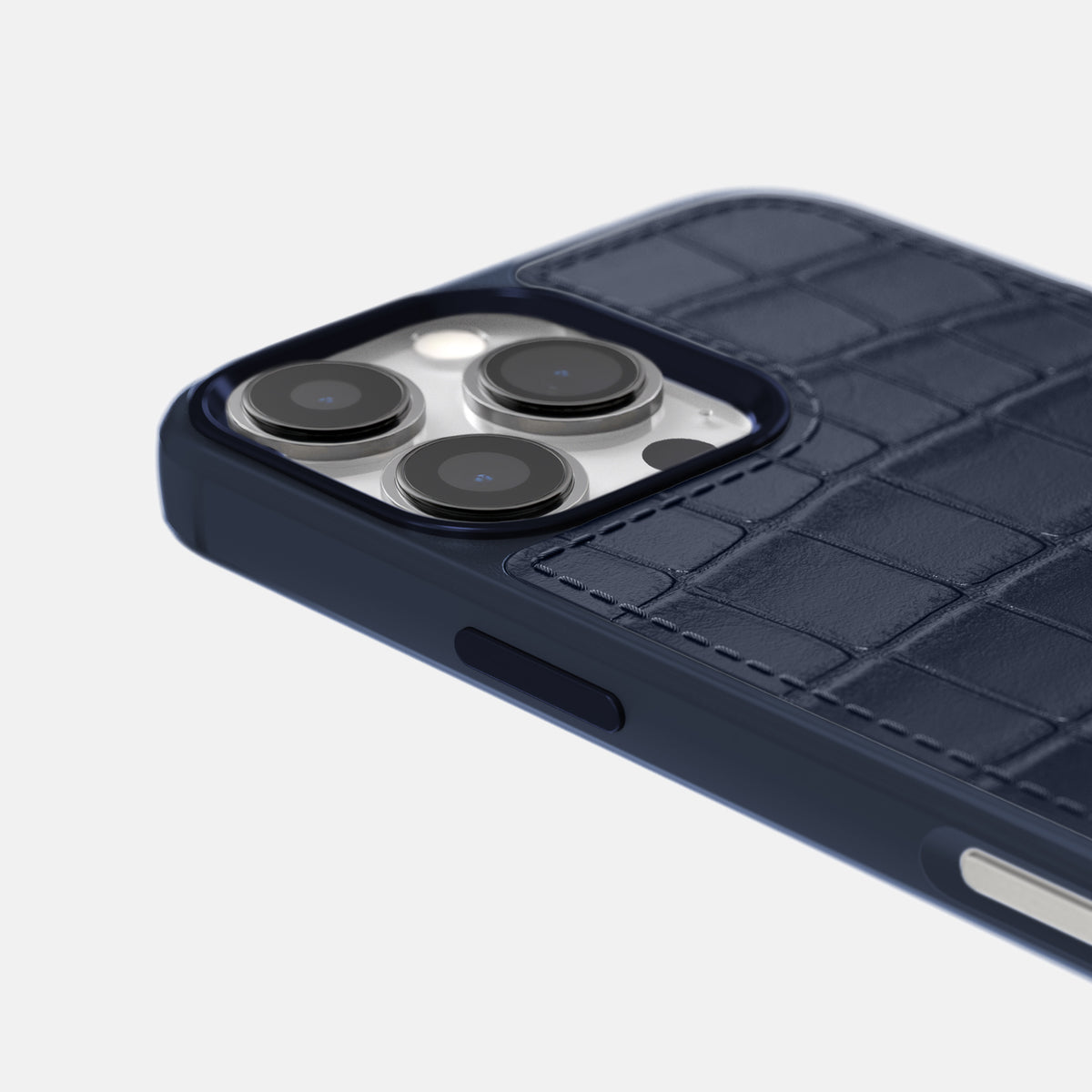 Navy Blue iPhone 16 Pro Toned Sport Case In Alligator with Blue -5 | Navy-Blue-Blue