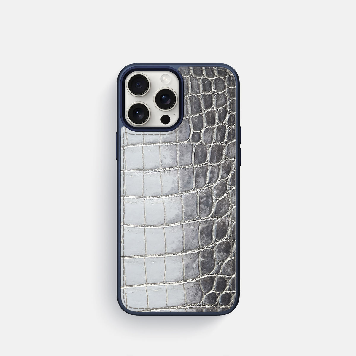 Silver iPhone 16 Pro Toned Sport Case with Blue -1 | Silver-Blue