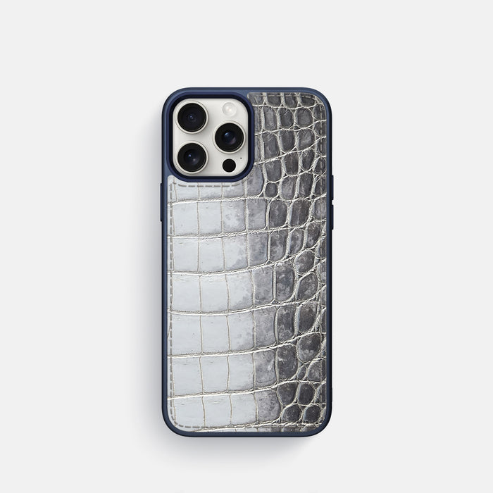 Silver iPhone 16 Pro Toned Sport Case with Blue -1 | Silver-Blue