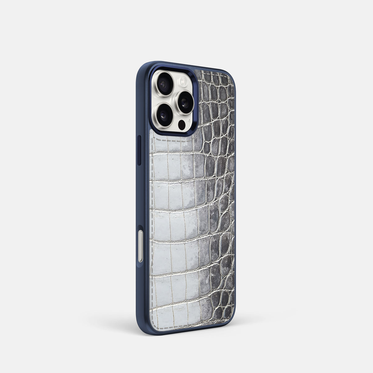 Silver iPhone 16 Pro Toned Sport Case with Blue -2 | Silver-Blue