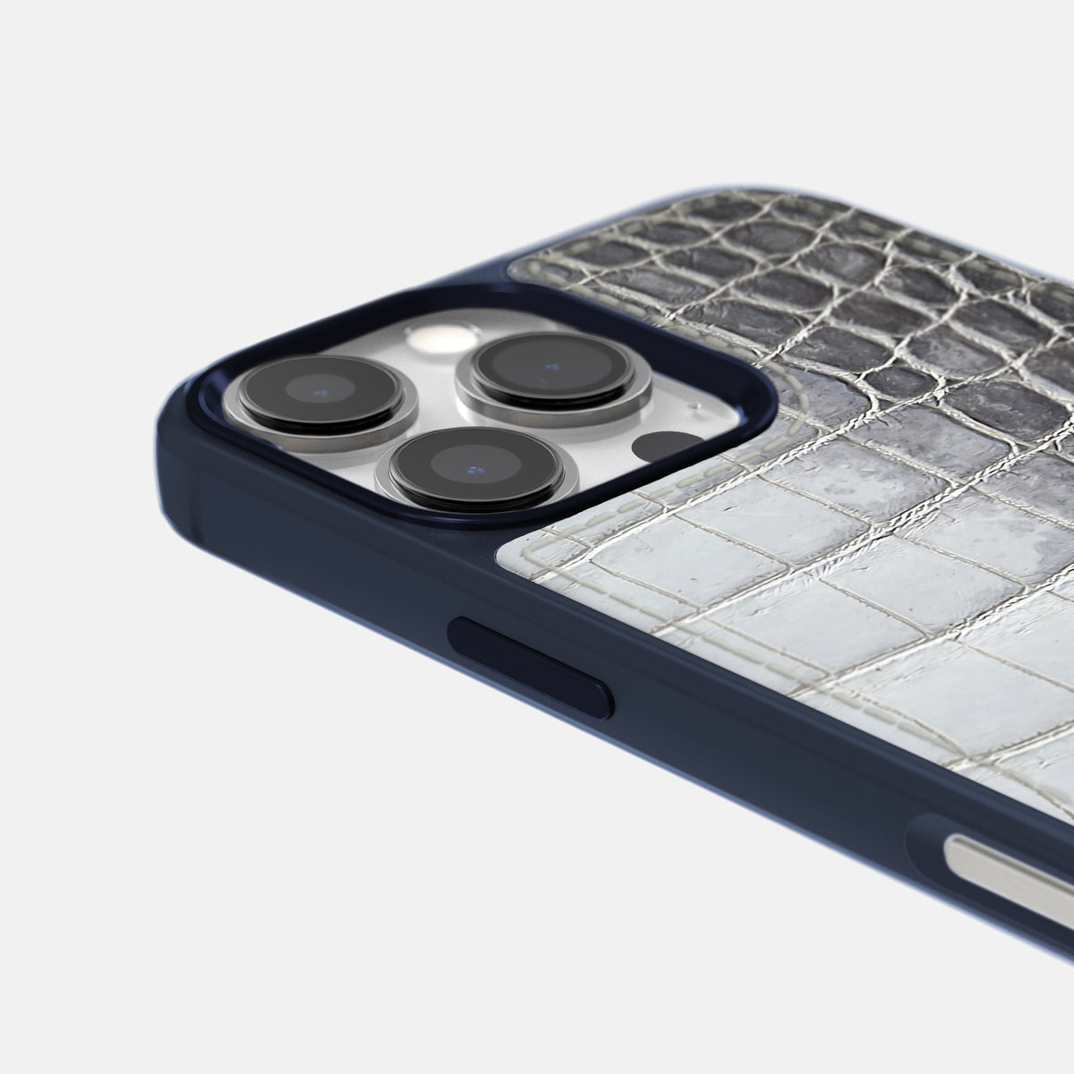 Silver iPhone 16 Pro Toned Sport Case with Blue -5 | Silver-Blue