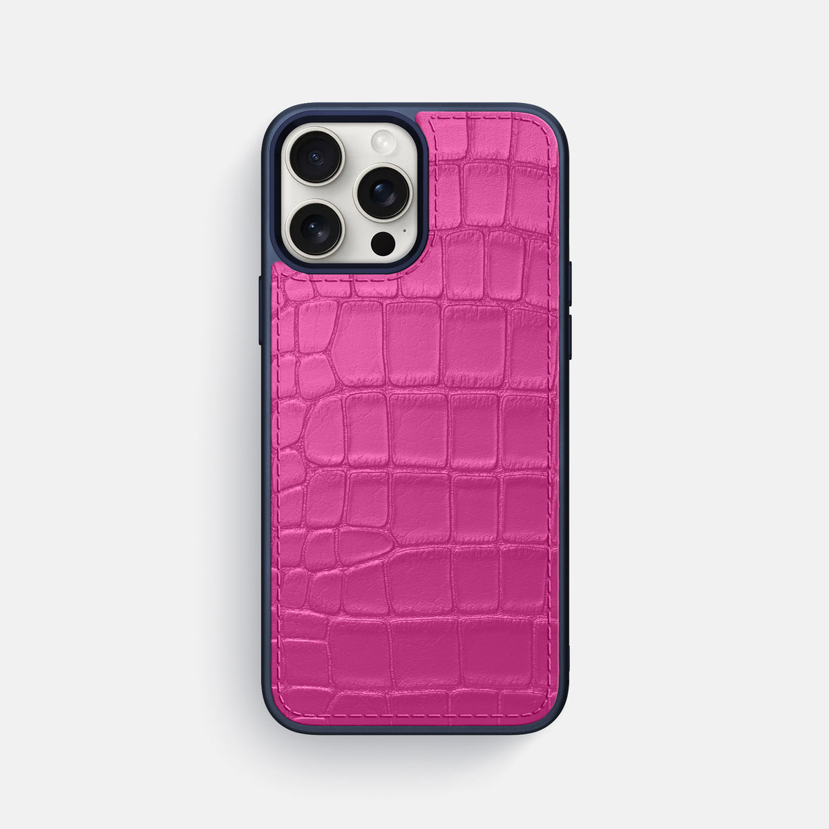 Fuchsia iPhone 16 Pro Max Toned Sport Case In Alligator with Blue -1 | Fuchsia-Blue