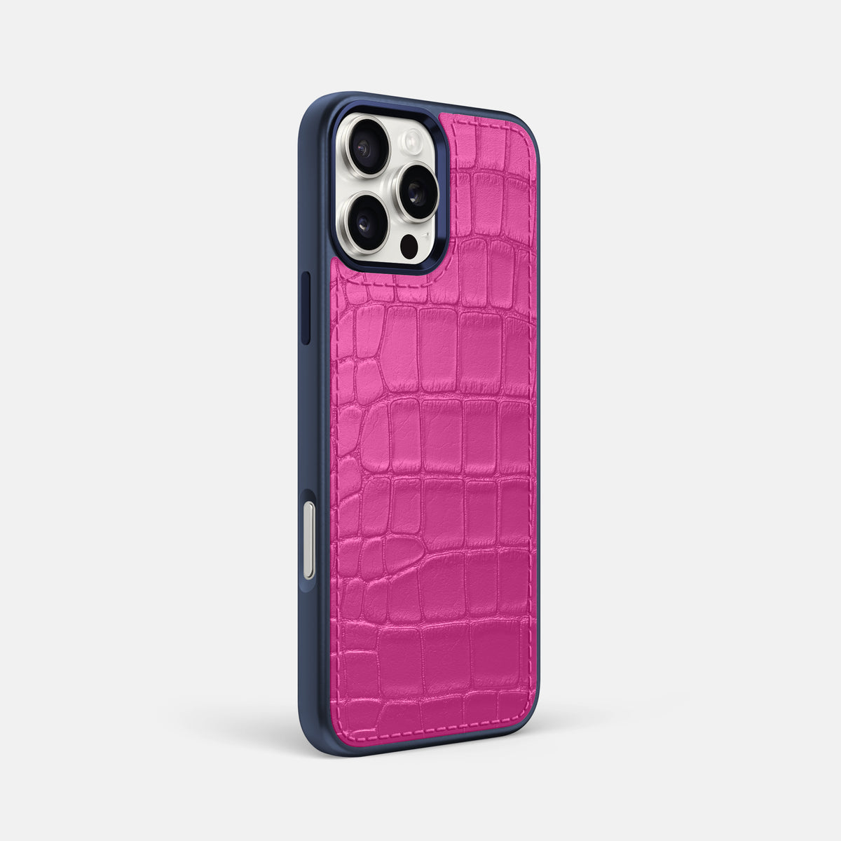 Fuchsia iPhone 16 Pro Max Toned Sport Case In Alligator with Blue -2 | Fuchsia-Blue
