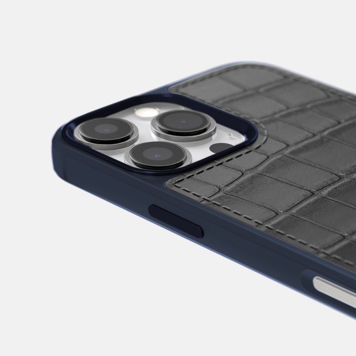 Grey iPhone 16 Pro Max Toned Sport Case In Alligator with Blue -5 | Grey-Blue