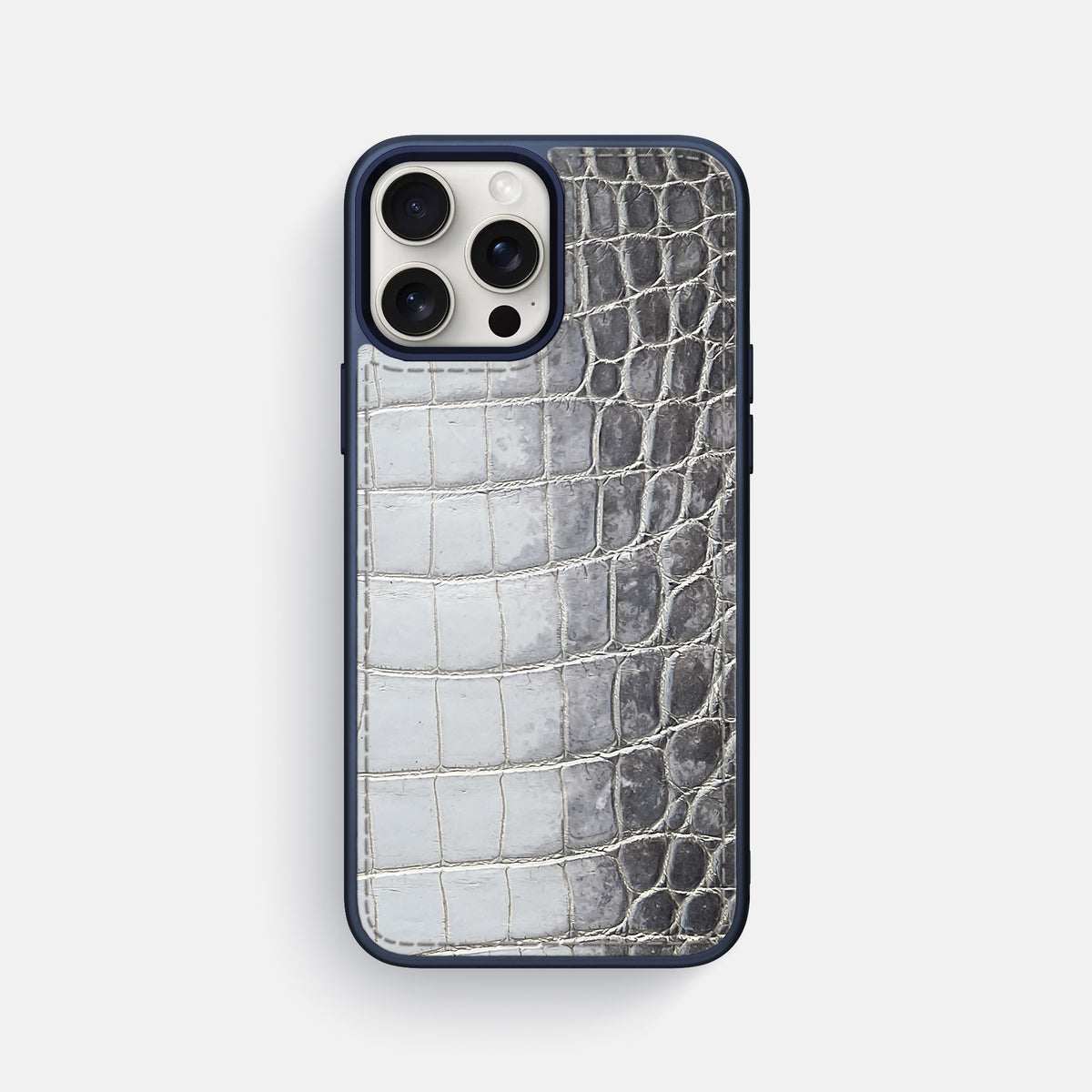 Silver iPhone 16 Pro Max Toned Sport Case with Blue -1 | Silver-Blue