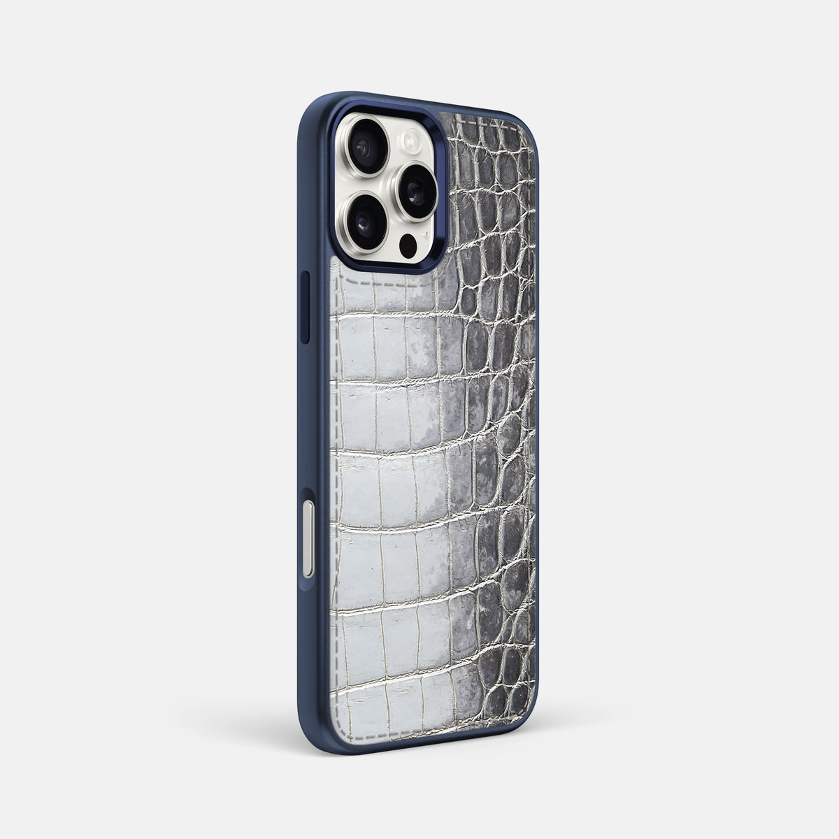 Silver iPhone 16 Pro Max Toned Sport Case with Blue -2 | Silver-Blue