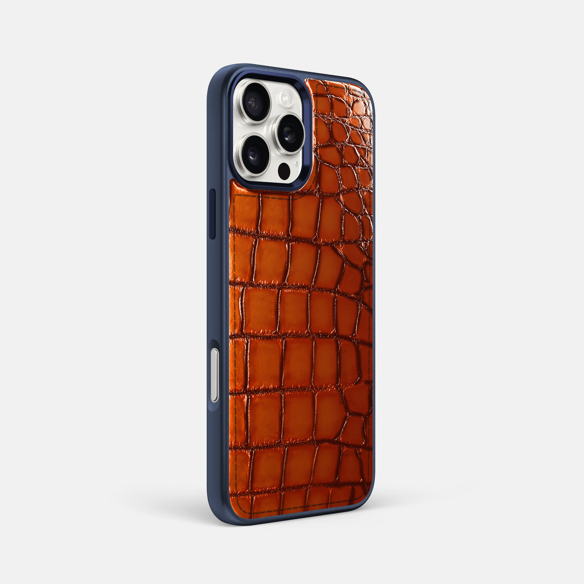 Clay-Court iPhone 16 Pro Max Sport Toned Case Patina Alligator with Blue -2 | Clay-Court-Blue