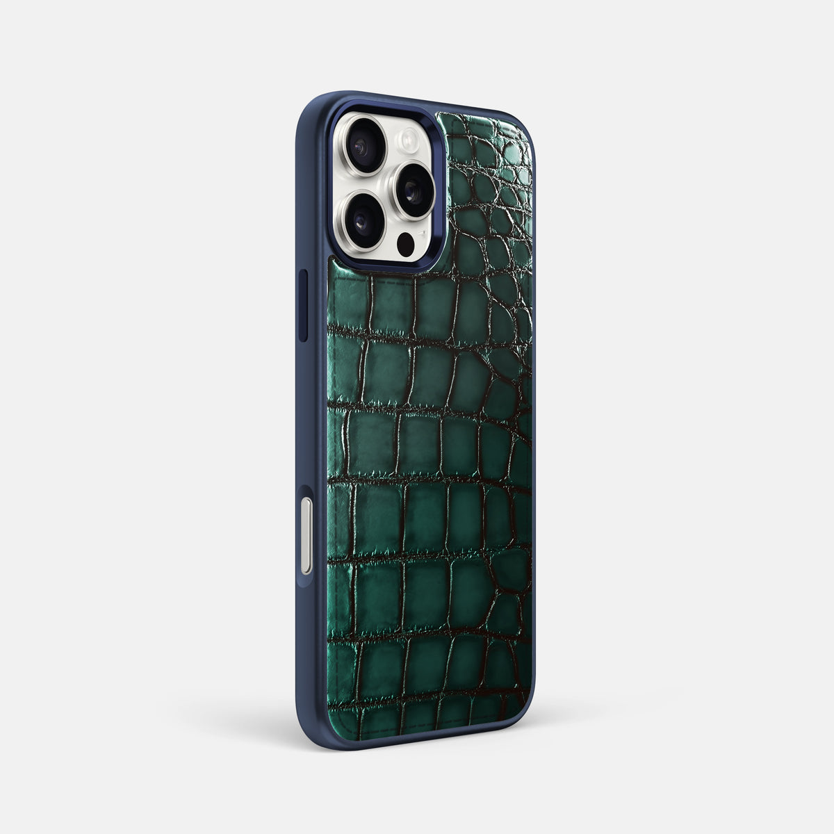 Green iPhone 16 Pro Max Sport Toned Case Patina Alligator with Blue -2 | Green-Blue