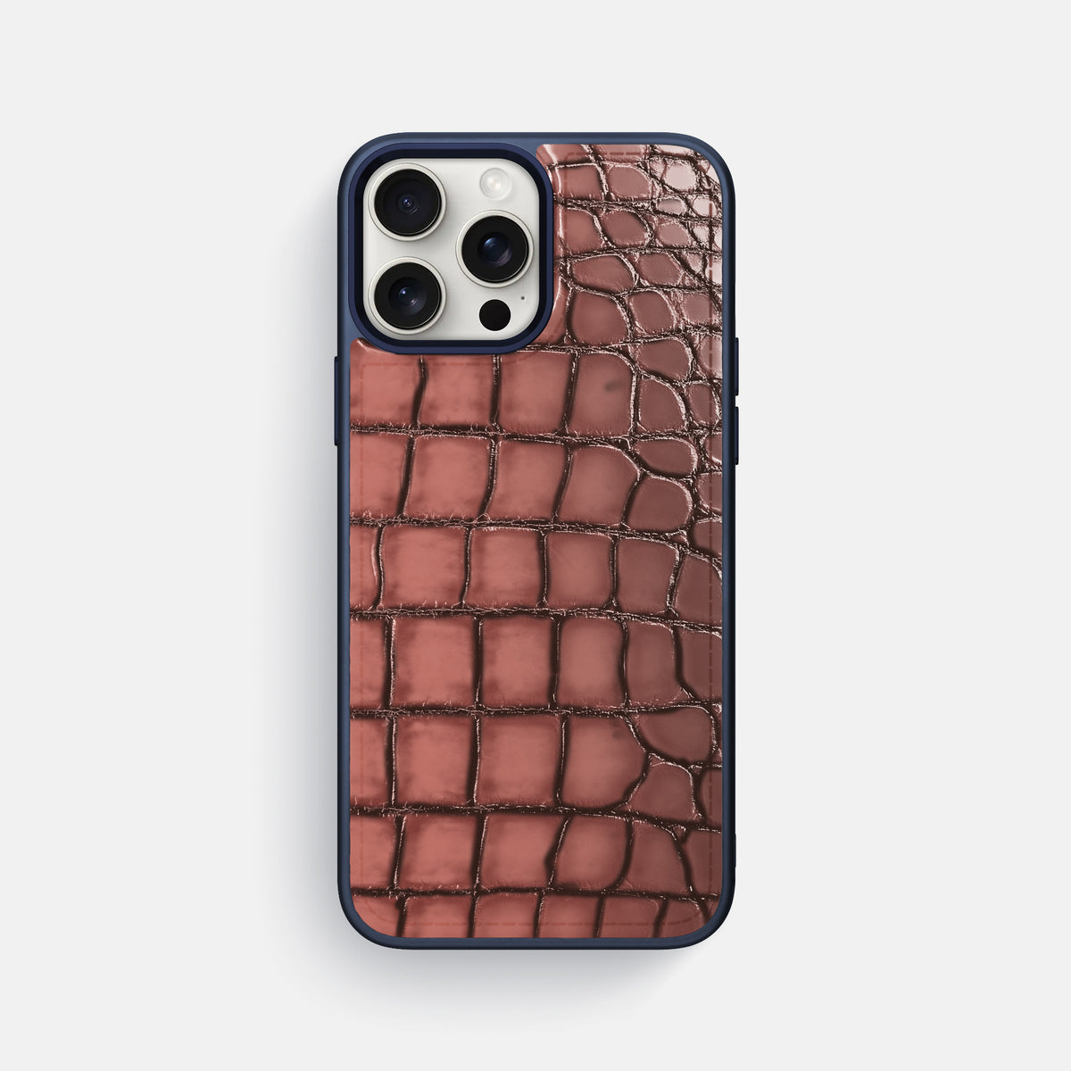 Wine-Sediment iPhone 16 Pro Max Sport Toned Case Patina Alligator with Blue -1 | Wine-Sediment-Blue