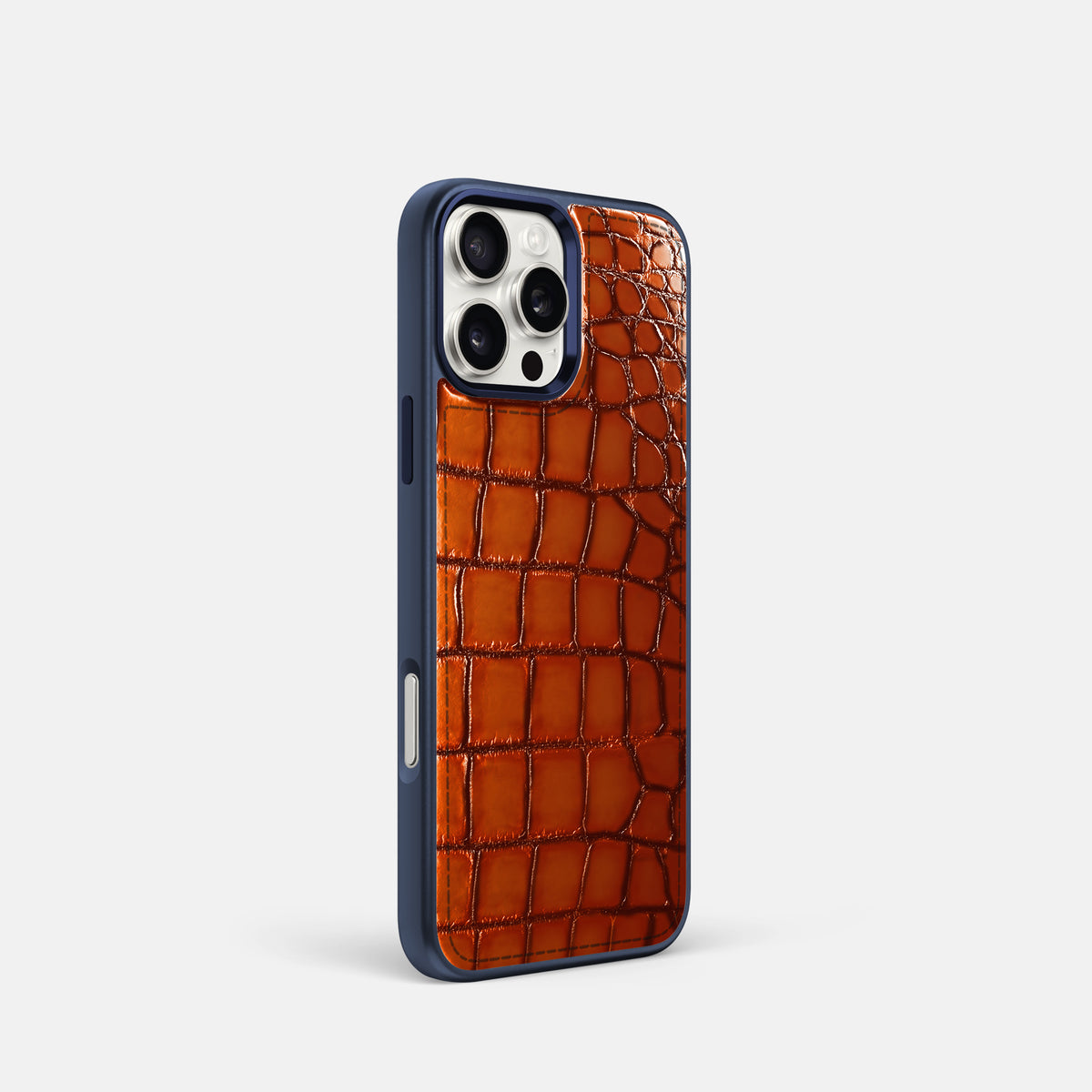 Clay-Court iPhone 16 Pro Sport Toned Case Patina Alligator with Blue -2 | Clay-Court-Blue