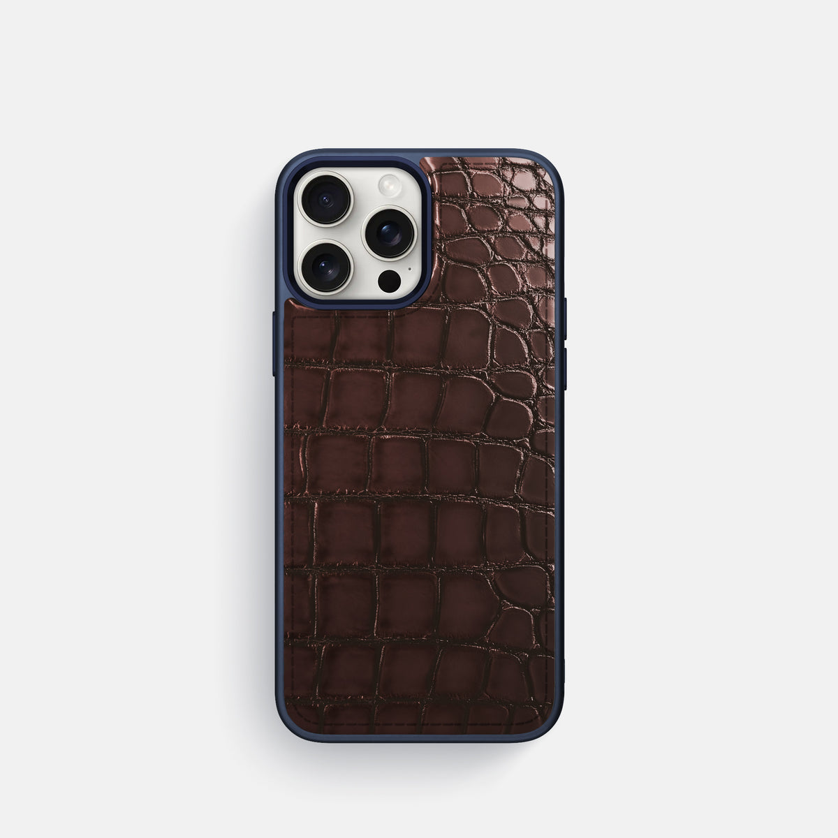 Grape-Wine iPhone 16 Pro Sport Toned Case Patina Alligator with Blue -1 | Grape-Wine-Blue