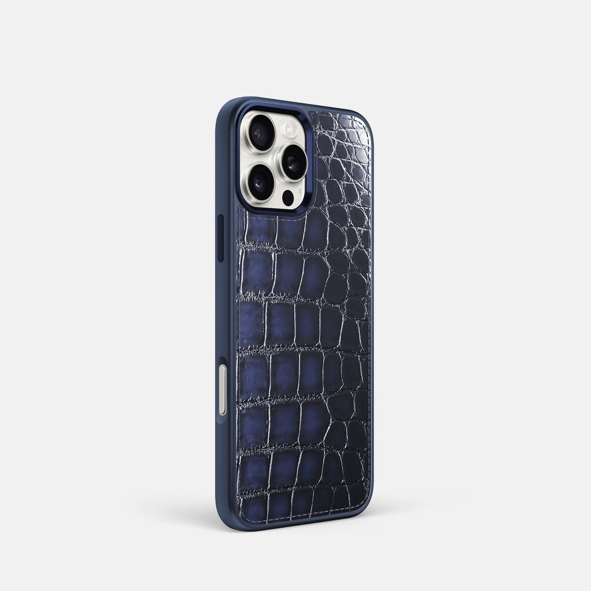 Havana-Blue iPhone 16 Pro Sport Toned Case Patina Alligator with Blue -2 | Havana-Blue-Blue