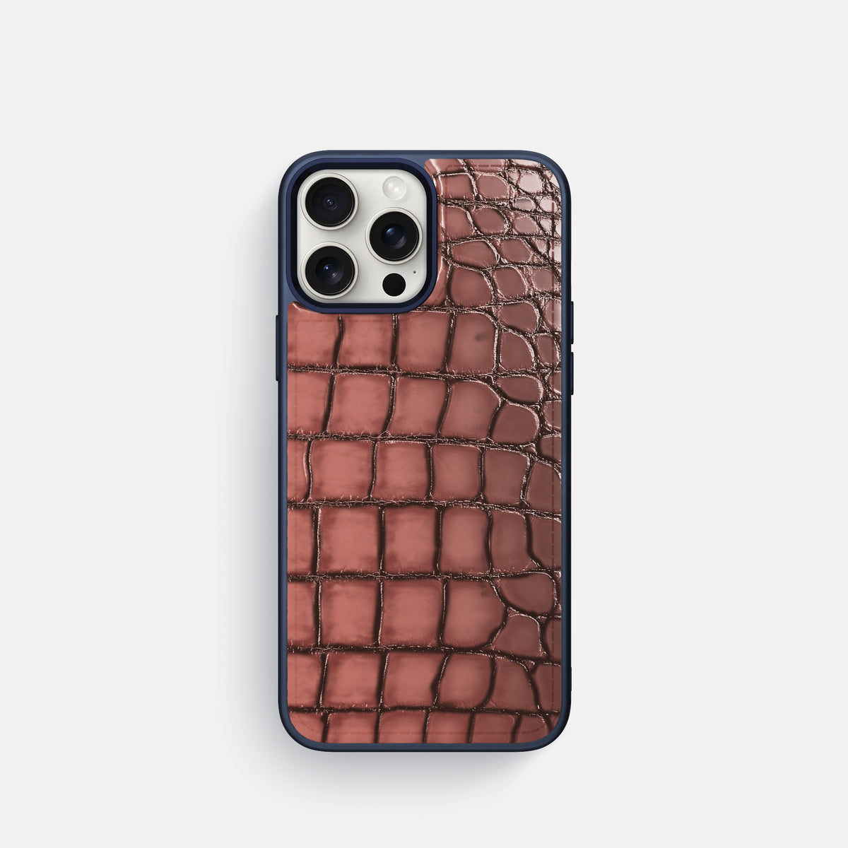 Wine-Sediment iPhone 16 Pro Sport Toned Case Patina Alligator with Blue -1 | Wine-Sediment-Blue