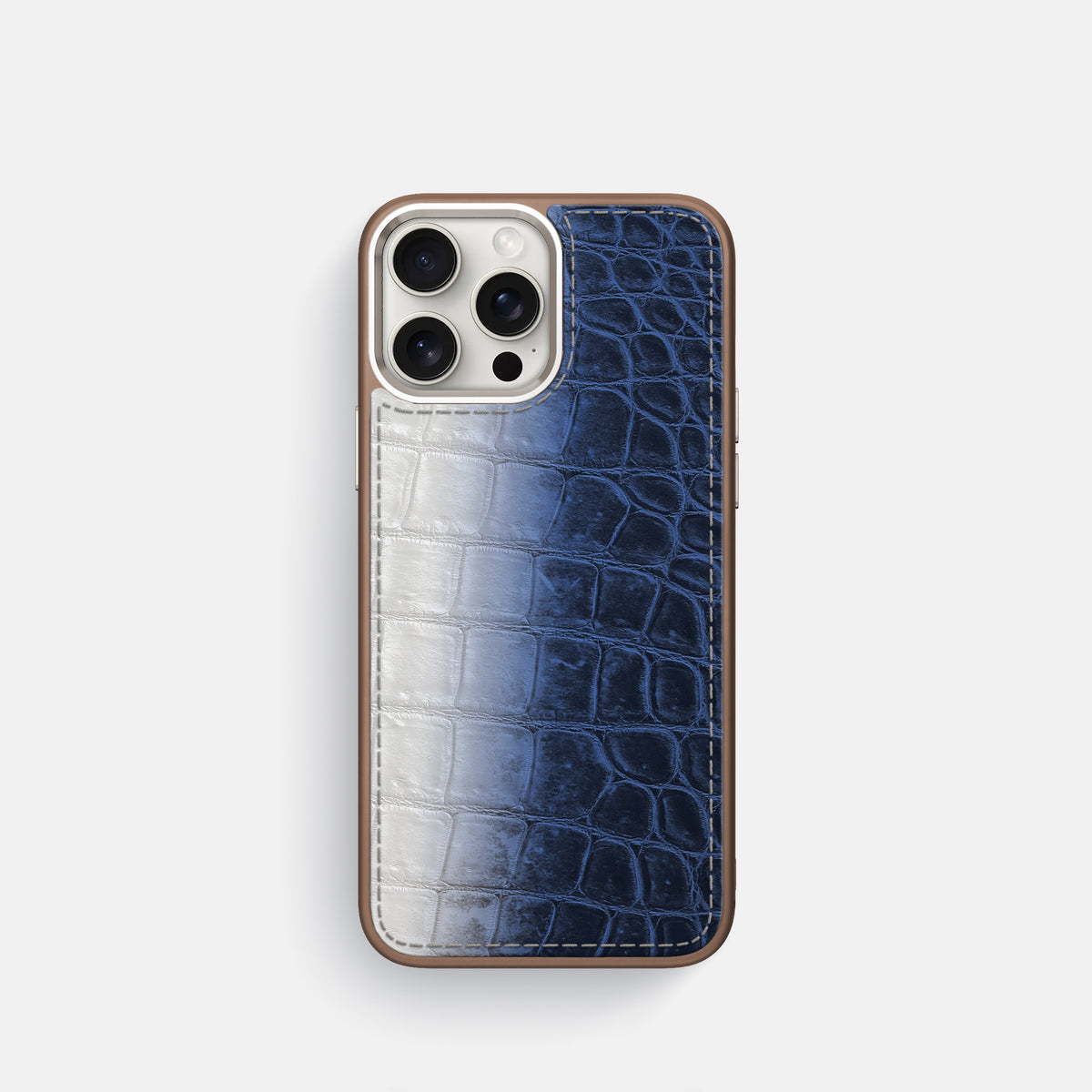 Navy Blue iPhone 16 Pro Toned Sport Case with Brown -1 | Navy-Blue-Brown