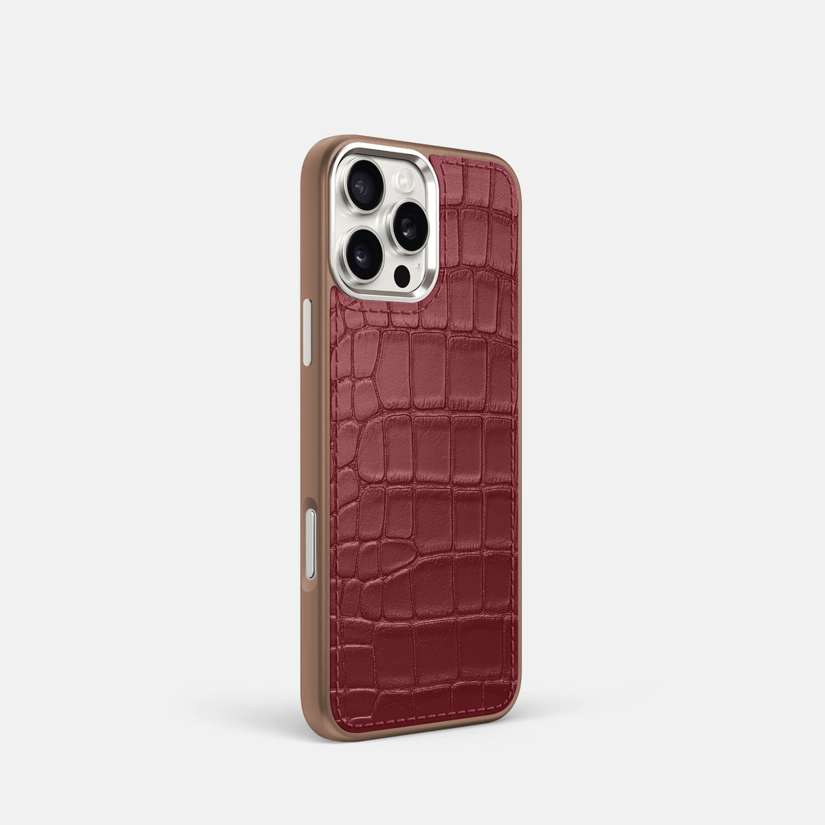 Burgundy iPhone 16 Pro Toned Sport Case In Alligator with Brown -2 | Burgundy-Brown