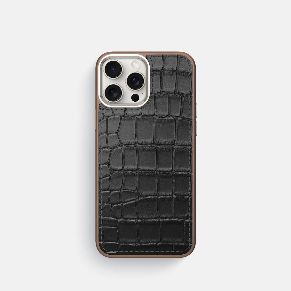 Black iPhone 16 Pro Toned Sport Case In Alligator with Brown -1 | Black-Brown