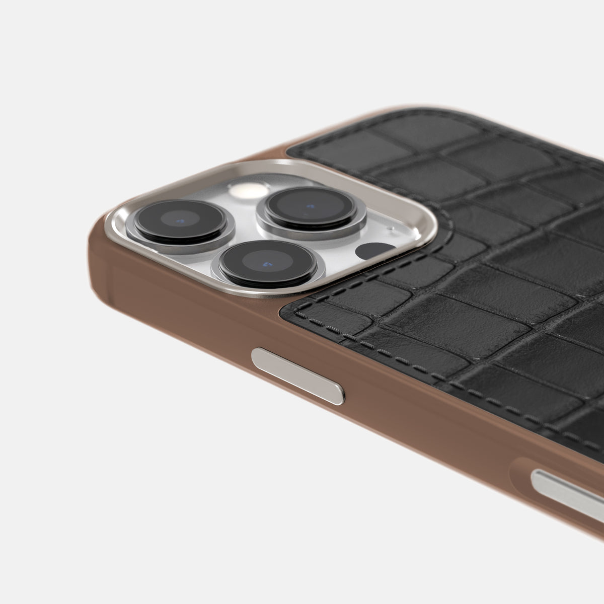 Black iPhone 16 Pro Toned Sport Case In Alligator with Brown -5 | Black-Brown