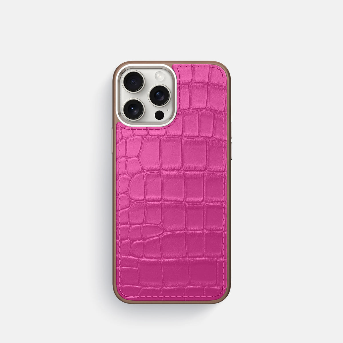 Fuchsia iPhone 16 Pro Toned Sport Case In Alligator with Brown -1 | Fuchsia-Brown
