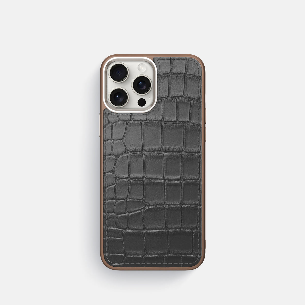 Grey iPhone 16 Pro Toned Sport Case In Alligator with Brown -1 | Grey-Brown